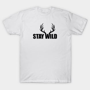 stay wild black antler wildlife T-Shirt